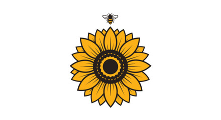 Obraz premium Sunflower with Bee: A Symbol of Summer and Pollination.