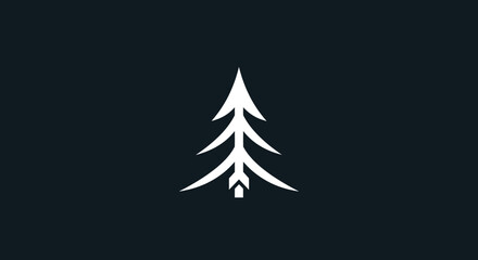 Obraz premium Simple white stylized pine tree icon logo.