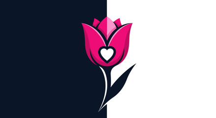 Pink Tulip with Heart Symbol.