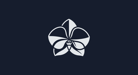 Elegant white orchid flower logo design icon. © Tawang