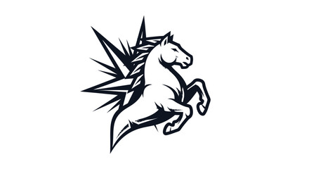 Powerful Rearing Horse Mascot Logo Design.