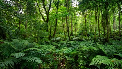 Fototapeta premium Lush Forest With Lots Of Green Plants
