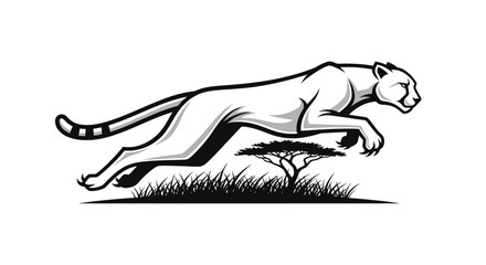 Monochrome Cheetah Leaping Forward with Determination and Grace.