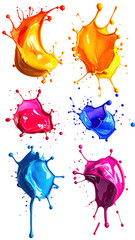 Vibrant splashes of paint in various colors