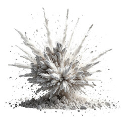 Abstract image of white cloud explosion, isolated on black background