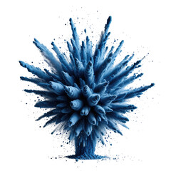 Blue explosion of powder bursting outward against a dark background