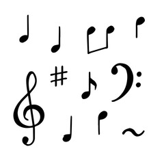 Black bass clef treble clef and the stave vector. musical notes.