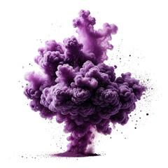 Fototapeta premium Purple explosion cloud rising against a black background. Smoke effect