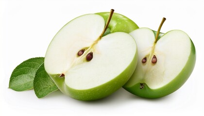 Half Of Green Apple Isolated On White Background
