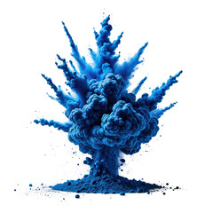 Stunning blue cloud explosion with detailed, billowing smoke on black