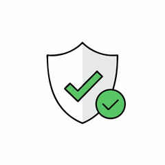 Minimalist Outline Shield with Checkmark and Circle Symbol Illustration Graphic