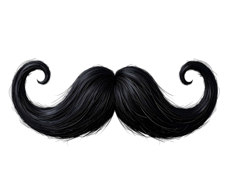 Detailed black handlebar mustache