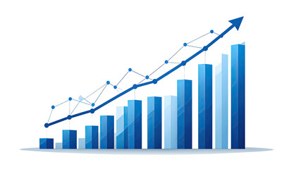 A stylized, upward-trending bar graph with construction-like elements