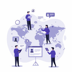 Modern Flat Style Global Communication and Networking Illustration Concept
