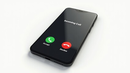 Decision making and choice concept with a smartphone receiving an incoming call. Accept or decline opportunity.