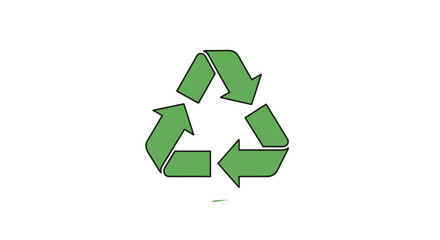 Obraz premium Green recycling symbol with three chasing arrows for sustainability and environmental conservation, a vector illustration for ecology and zero waste concepts.