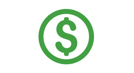 Fototapeta premium Green dollar sign coin icon. A flat vector illustration representing money, finance, currency, and business concepts, isolated on transparent background. Svg.