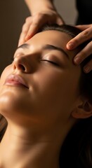Relaxing head massage promotes wellness and serenity in a calming spa atmosphere