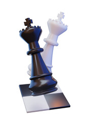 black and white king chess pieces isolated on transparent background