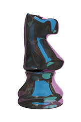 glass black chess knight isolated on transparent background