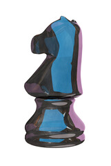 glass black chess knight isolated on transparent background