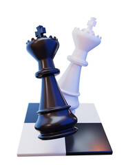 black and white king chess pieces isolated on transparent background