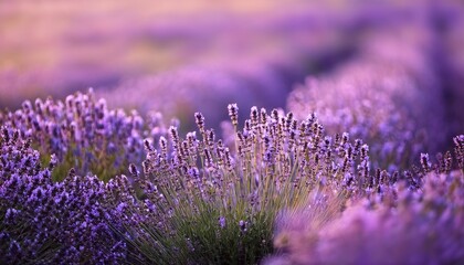 A Vibrant Field Of Purple Lavender Flowers With A Soft Focus On The Background