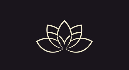 Elegant White Lotus Flower Outline on Dark Background.