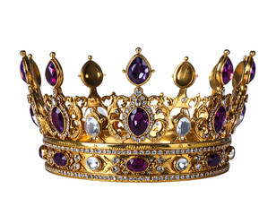 Ornate gold crown, studded with purple gems and crystals