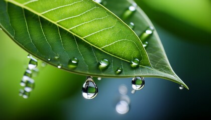Macro Shot Of Leaf With Water