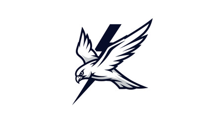 Dynamic Falcon and Lightning Bolt Logo Design.