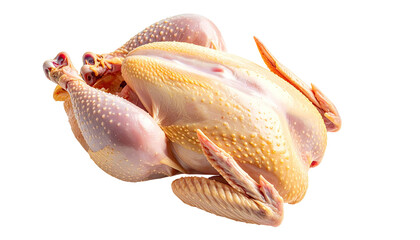 Whole raw chicken, pale yellow skin,  light pink flesh