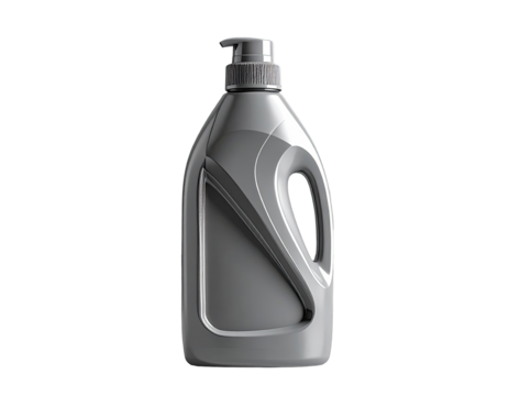 Gray plastic bottle with pump dispenser
