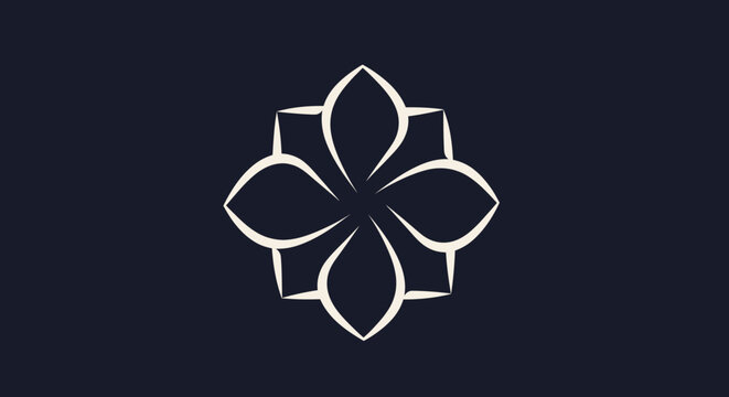 Abstract Floral Design with Symmetrical Petals on Dark Background.