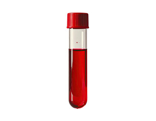 Red liquid in a test tube with a red cap