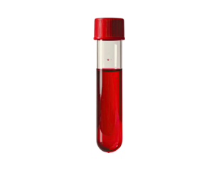 Red liquid in a test tube with a red cap