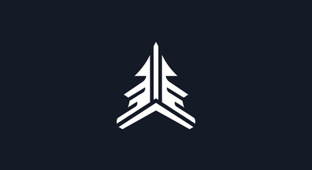 Modern geometric pine tree arrow logo design concept.