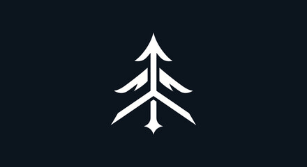 Obraz premium Elegant white tree emblem against a dark backdrop representing nature and growth.