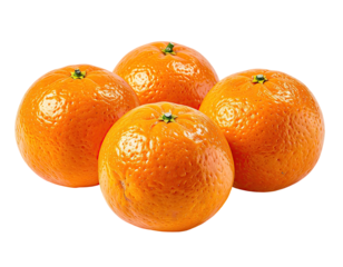 Close-up of four fresh oranges, clustered together