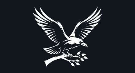 Majestic Eagle Landing on Branch Illustration.