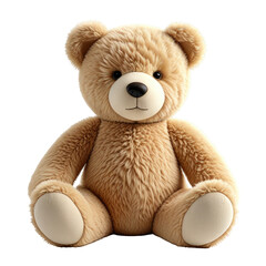 Obraz premium Plush teddy bear sitting, studio shot, white background, toy gift