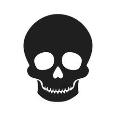 Fototapeta premium Black Skull Silhouette With White Eye Sockets And Teeth