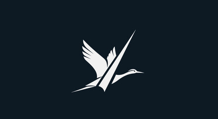 Modern abstract white bird logo design in flight.
