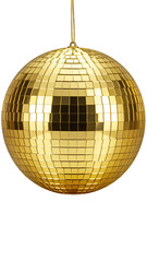A golden disco ball, hanging