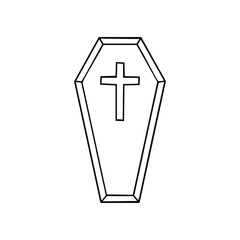Obraz premium Coffin with Cross Icon Outline casket religious symbol