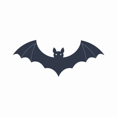 Fototapeta premium Dark Bat Silhouette with Wing Veins and Ears Keywords: bat, silhouette, flying, wings, spread