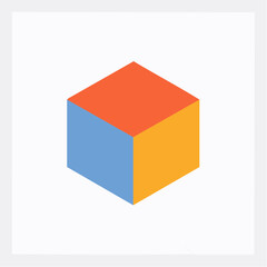 Isometric Cube Illustration in Vibrant Colors on Clean White Background