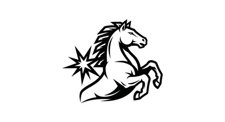 Majestic rearing horse powerful legs strong equine.