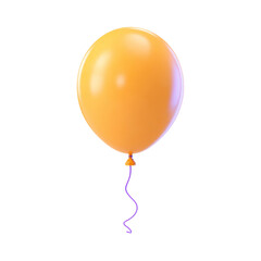 Isolated vibrant orange balloon, perfect for celebrations, floating gracefully with whimsical