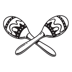black and white silhouette of maracas vector on white background